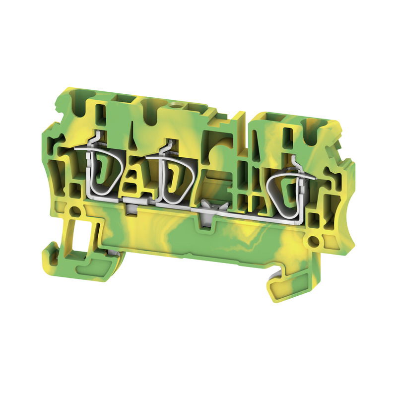 Morsetto PE, Molla autobloccante, Verde/giallo, 2.5 mm², 800 V, Numero di collegamenti: 3, Numero di piani: 1, TS 35, V-0, Wemid