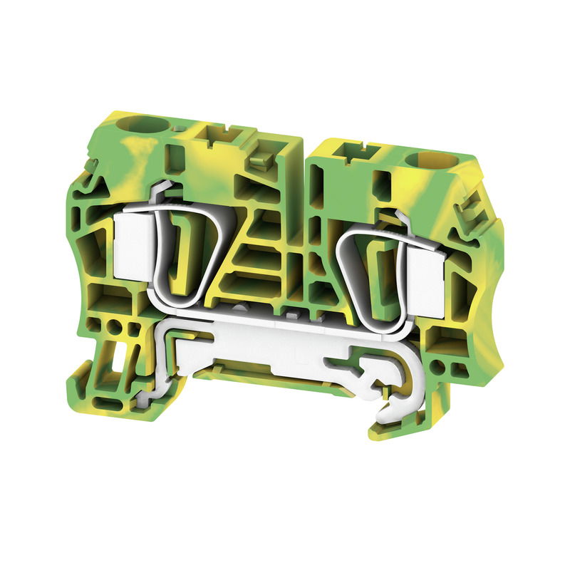 Morsetto PE, Molla autobloccante, Verde/giallo, 6 mm², 800 V, Numero di collegamenti: 2, Numero di piani: 1, TS 35, V-0, Wemid