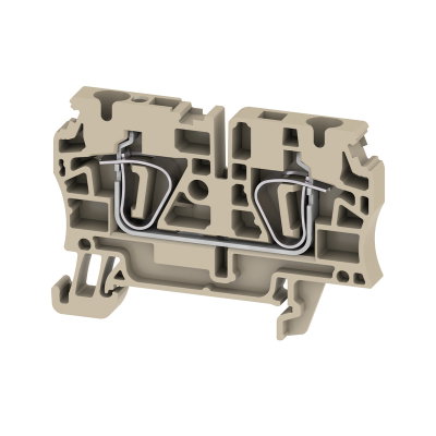 Durchgangs-Reihenklemme, Zugfederanschluss, dunkelbeige, 4 mm², 32 A, 800 V, Anzahl Anschlüsse: 2