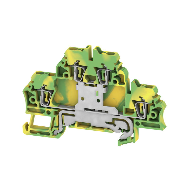 Morsetto PE multistrato, Molla autobloccante, Verde/giallo, 2.5 mm², 500 V, Numero di collegamenti: 4, Numero di piani: 2, TS 35, V-0, Wemid