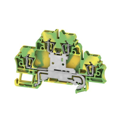 Mehrstock-Schutzleiterreihenklemme, Zugfederanschluss, grün / gelb, 2.5 mm², 500 V, Anzahl Anschlüsse: 4, Anzahl der Etagen: 2, TS 35, V-0, Wemid