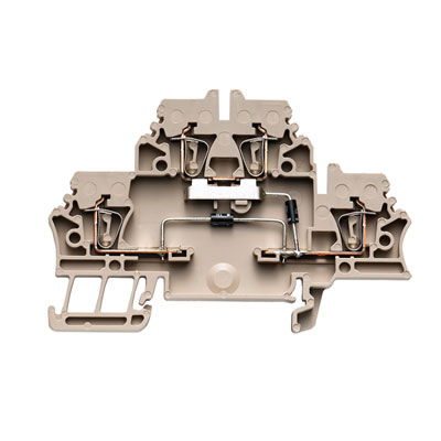 Morsettiera portacomponenti, Molla autobloccante, Beige scuro, 2.5 mm², 500 V, 500 V, Numero di collegamenti: 4, Numero di piani: 2, TS 35