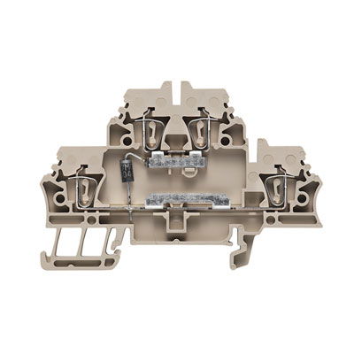 Morsettiera portacomponenti, Molla autobloccante, Beige scuro, 2.5 mm², 500 V, 500 V, Numero di collegamenti: 4, Numero di piani: 2, TS 35