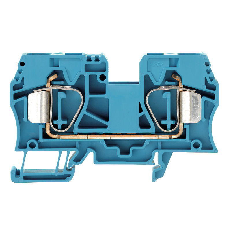 Morsettiera passante, Molla autobloccante, blu, 16 mm², 76 A, 1000 V, Numero di collegamenti: 2