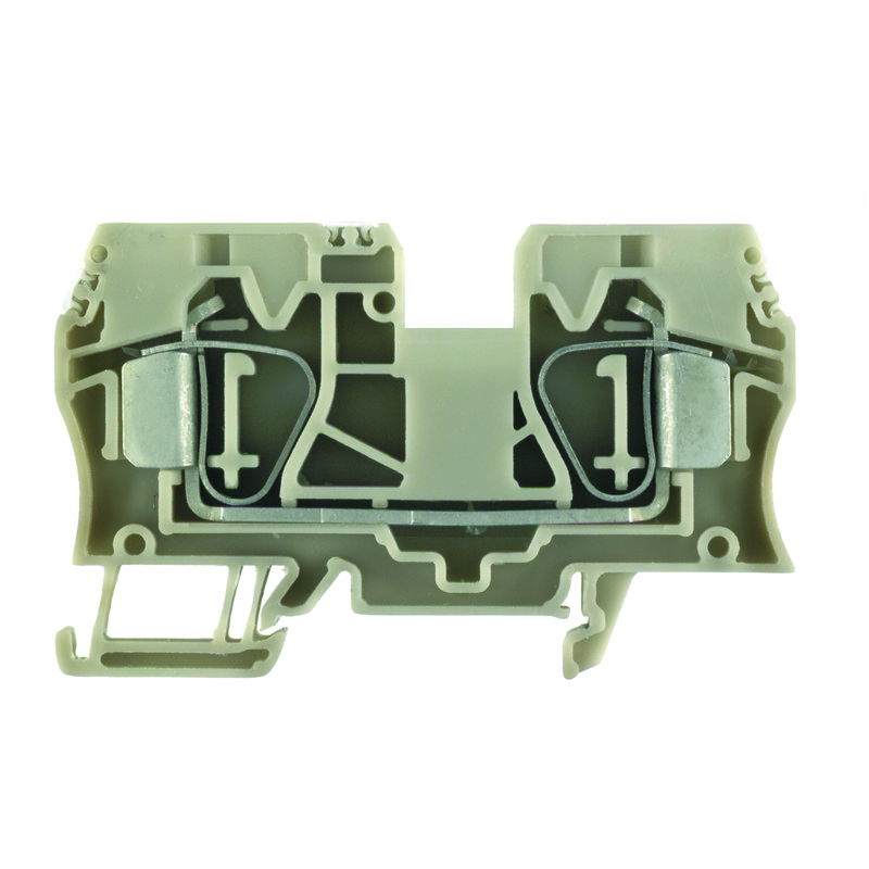 Morsettiera passante, Molla autobloccante, Beige scuro, 10 mm², 57 A, 1000 V, Numero di collegamenti: 2