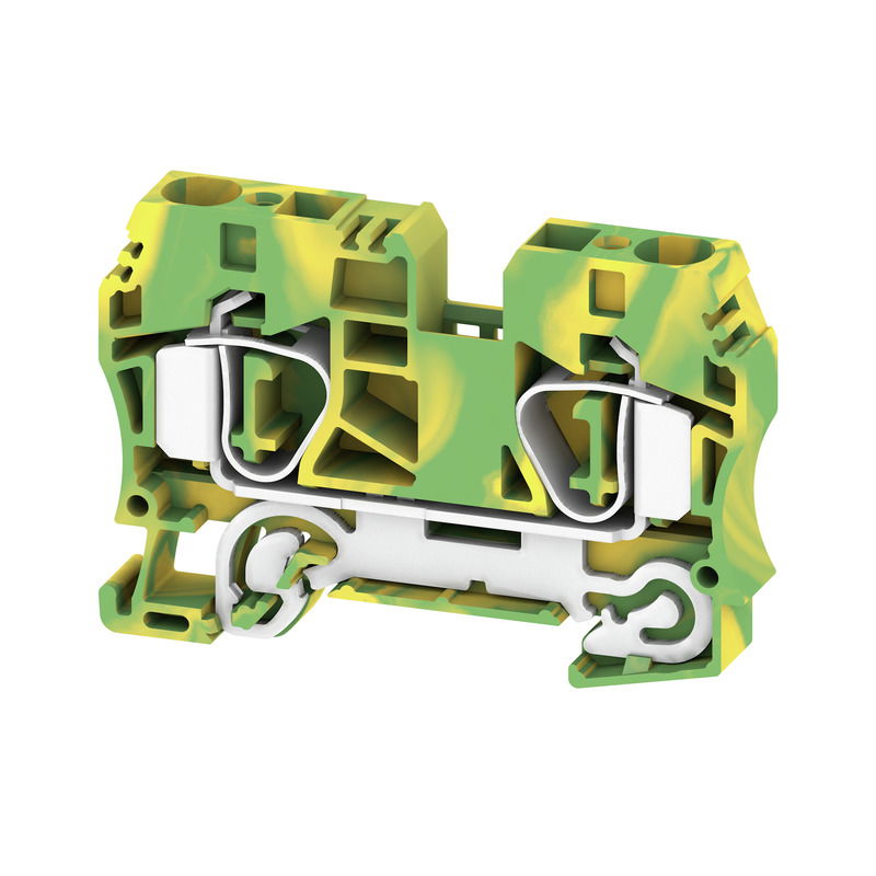 Morsetto PE, Molla autobloccante, Verde/giallo, 10 mm², 800 V, Numero di collegamenti: 2, Numero di piani: 1, TS 35, V-0, Wemid