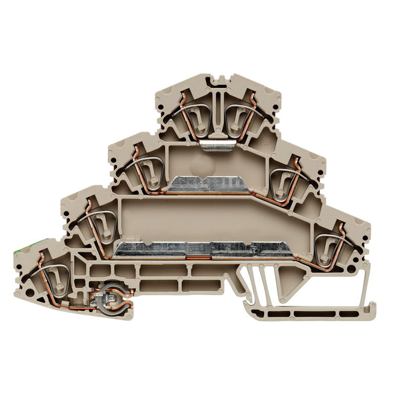 Morsetto di collegamento motore (multilivello), Molla autobloccante, Beige scuro, 2.5 mm², 24 A, 400 V, Numero di collegamenti: 7, Numero di piani: 4,