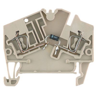 Morsettiera portacomponenti, Molla autobloccante, Beige scuro, 2.5 mm², 400 V, 400 V, Numero di collegamenti: 2, Numero di piani: 1, TS 35