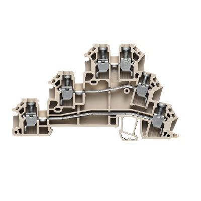 Morsetto componibile per sensori e attuatori, Collegamento a vite, Beige scuro, 2.5 mm², 24 A, 250 V, Numero di collegamenti: 6, Numero di piani: 3, T