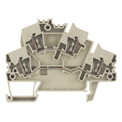 Mehrstock-Reihenklemme, Zugfederanschluss, dunkelbeige, 2.5 mm², 800 V, Anzahl Anschlüsse: 4, Anzahl der Etagen: 2, TS 35, V-0