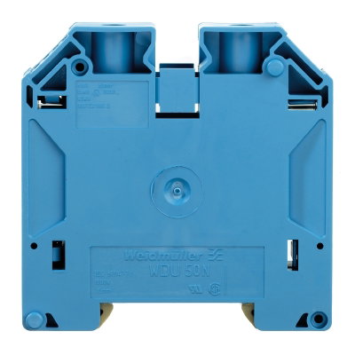 Durchgangs-Reihenklemme, Schraubanschluss, blau, 50 mm², 150 A, 1000 V, Anzahl Anschlüsse: 2