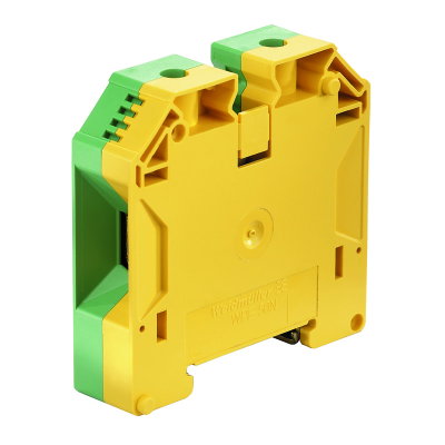 Schutzleiter-Reihenklemme, Schraubanschluss, grün / gelb, 50 mm², 1000 V, Anzahl Anschlüsse: 2, Anzahl der Etagen: 1, TS 35, V-0, Wemid