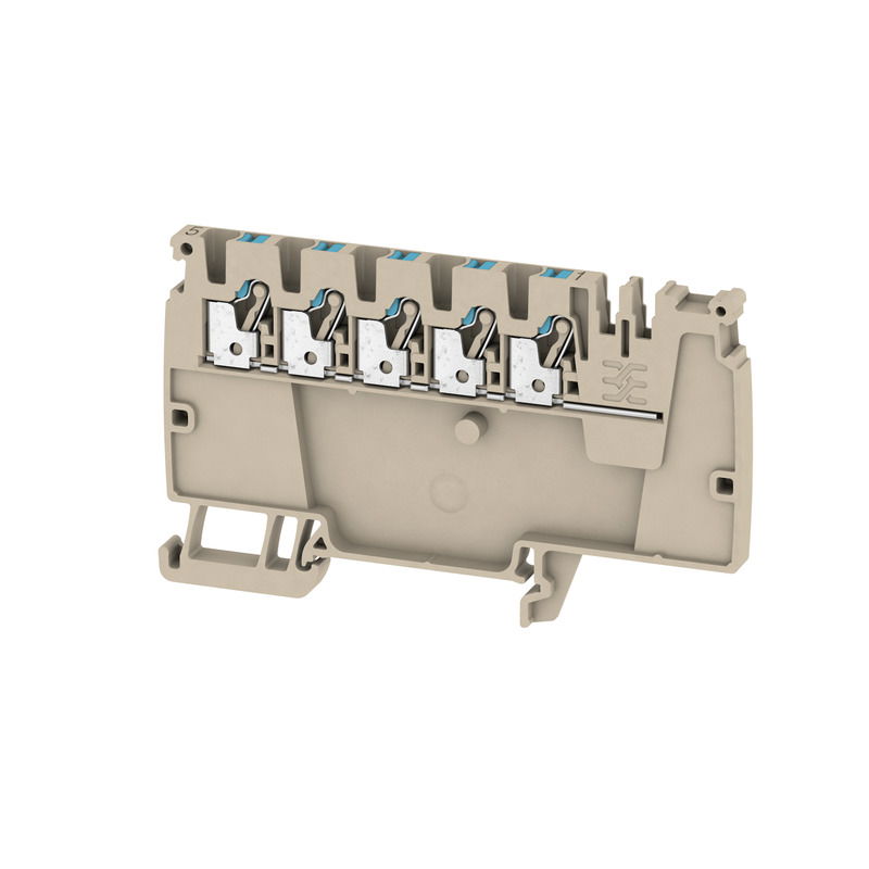 Morsetto ripartitore di potenziale, PUSH IN, Beige scuro, 2.5 mm², 24 A, 800 V, Numero di collegamenti: 5, Numero di piani: 1