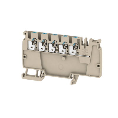 Morsetto ripartitore di potenziale, PUSH IN, Beige scuro, 2.5 mm², 24 A, 800 V, Numero di collegamenti: 5, Numero di piani: 1