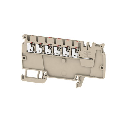 Potentialverteilerklemme, PUSH IN, dunkelbeige, 1.5 mm², 17.5 A, 500 V, Anzahl Anschlüsse: 6, Anzahl der Etagen: 1