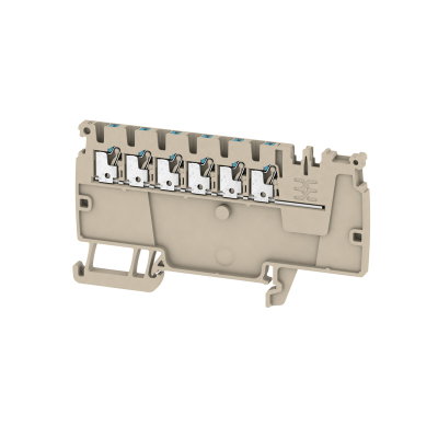 Potentialverteilerklemme, PUSH IN, dunkelbeige, 1.5 mm², 17.5 A, 500 V, Anzahl Anschlüsse: 6, Anzahl der Etagen: 1