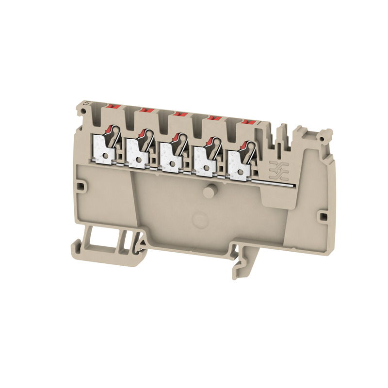 Morsetto ripartitore di potenziale, PUSH IN, Beige scuro, 2.5 mm², 24 A, 800 V, Numero di collegamenti: 5, Numero di piani: 1