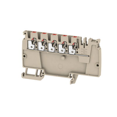 Morsetto ripartitore di potenziale, PUSH IN, Beige scuro, 2.5 mm², 24 A, 800 V, Numero di collegamenti: 5, Numero di piani: 1