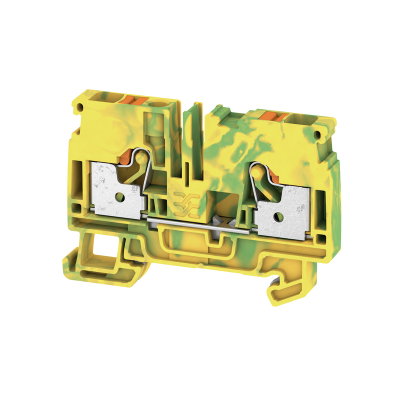 Schutzleiter-Reihenklemme, PUSH IN, grün / gelb, 6 mm², 800 V, Anzahl Anschlüsse: 2, Anzahl der Etagen: 1, TS 35, V-0, Wemid