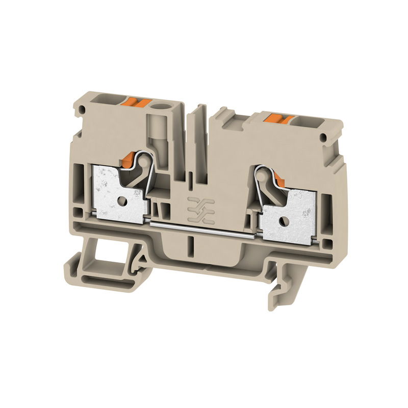 Morsettiera passante, PUSH IN, Beige scuro, 6 mm², 41 A, 800 V, Numero di collegamenti: 2