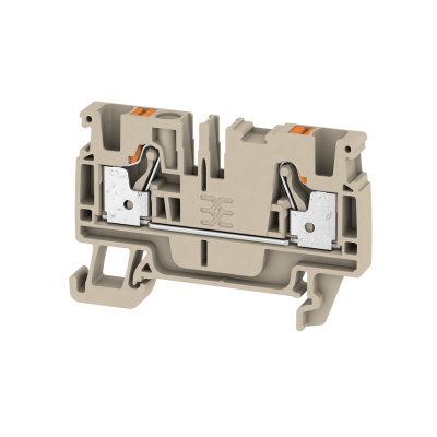 Durchgangs-Reihenklemme, PUSH IN, dunkelbeige, 4 mm², 32 A, 800 V, Anzahl Anschlüsse: 2