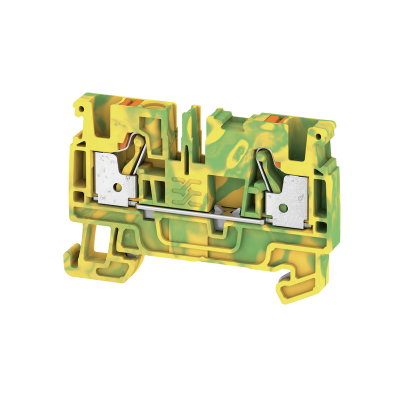 Schutzleiter-Reihenklemme, PUSH IN, grün / gelb, 4 mm², 800 V, Anzahl Anschlüsse: 2, Anzahl der Etagen: 1, TS 35, V-0, Wemid