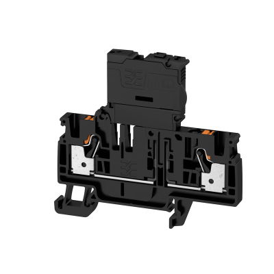 Morsetto componibile portafusibile, PUSH IN, nero, 4 mm², 6.3 A, 400 V, Numero di collegamenti: 2, Numero di piani: 1, TS 35