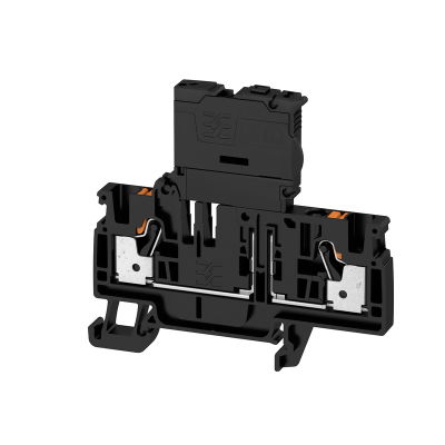 Morsetto componibile portafusibile, PUSH IN, nero, 4 mm², 6.3 A, 36 V, Numero di collegamenti: 2, Numero di piani: 1, TS 35