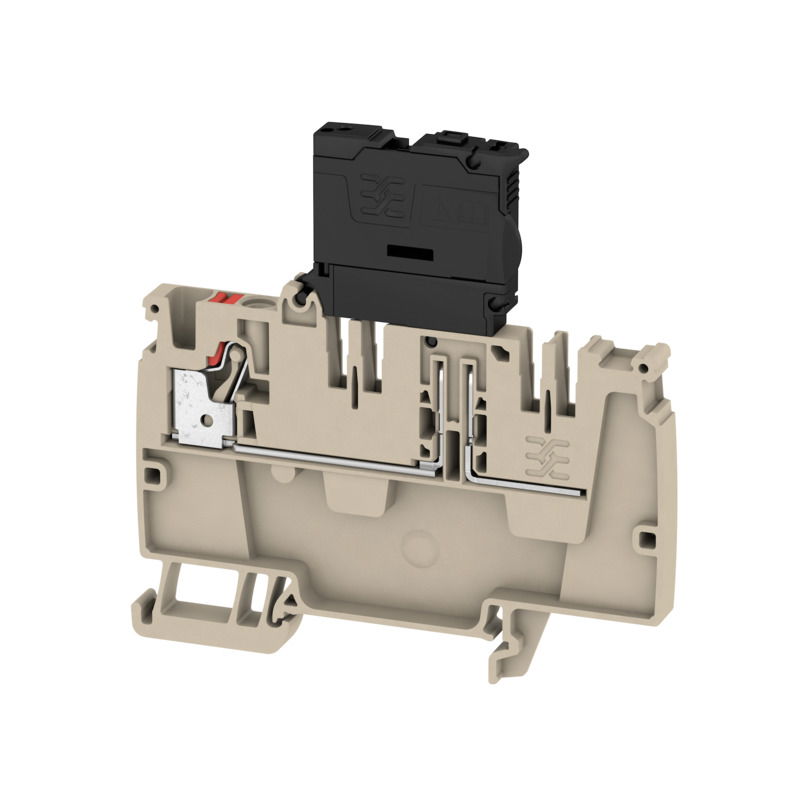 Durchgangs-Reihenklemme, PUSH IN, dunkelbeige, 4 mm², 6.3 A, 36 V, Anzahl Anschlüsse: 1