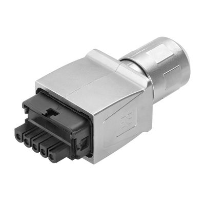 Energiesteckverbindung (Industrial Ethernet), Powerverbinder, Stecker, Farbe: silbergrau, IP65, IP67, Polzahl: 5
