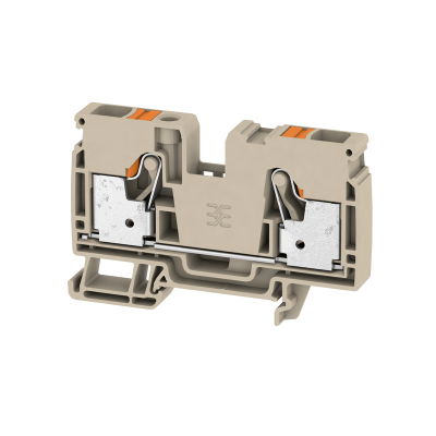 Morsettiera passante, PUSH IN, Beige scuro, 10 mm², 57 A, 1000 V, Numero di collegamenti: 2
