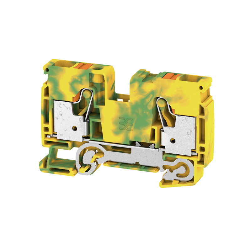 Morsetto PE, PUSH IN, Verde/giallo, 10 mm², 1000 V, Numero di collegamenti: 2, Numero di piani: 1, TS 35, V-0, Wemid