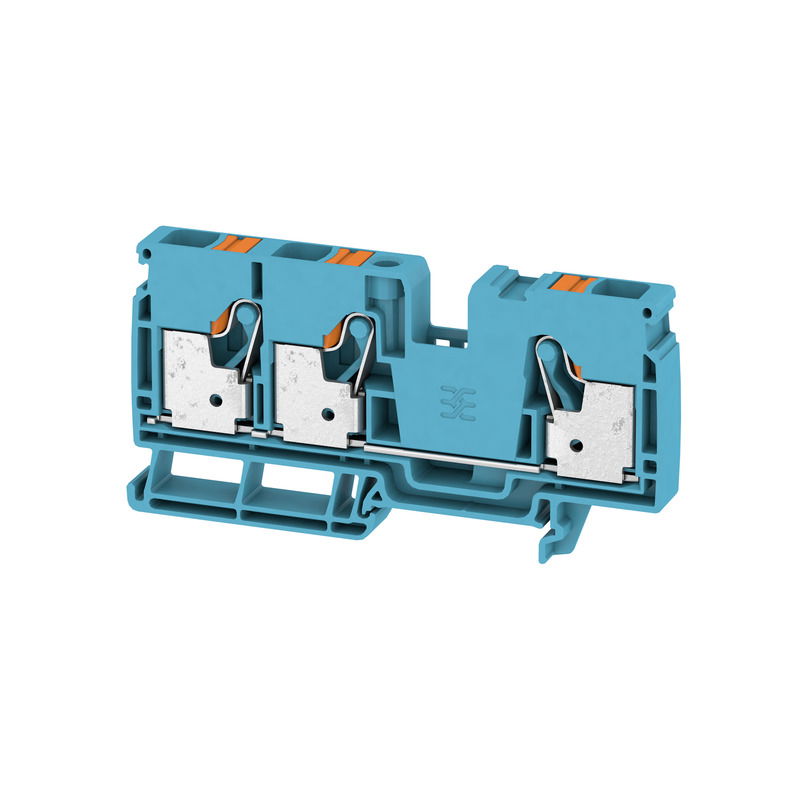 Durchgangs-Reihenklemme, PUSH IN, blau, 10 mm², 57 A, 1000 V, Anzahl Anschlüsse: 3
