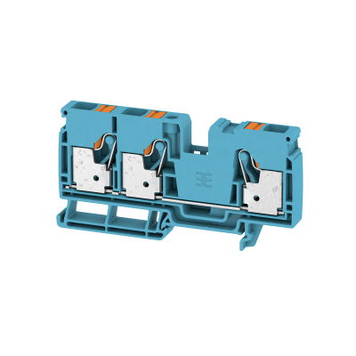 Durchgangs-Reihenklemme, PUSH IN, blau, 10 mm², 57 A, 1000 V, Anzahl Anschlüsse: 3