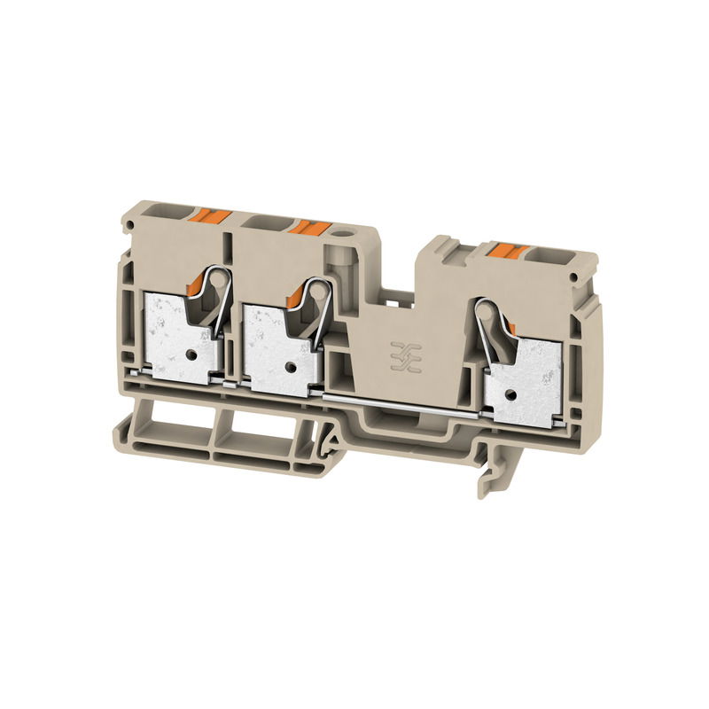 Durchgangs-Reihenklemme, PUSH IN, dunkelbeige, 10 mm², 57 A, 1000 V, Anzahl Anschlüsse: 3
