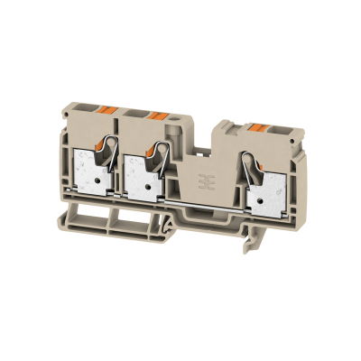 Durchgangs-Reihenklemme, PUSH IN, dunkelbeige, 10 mm², 57 A, 1000 V, Anzahl Anschlüsse: 3