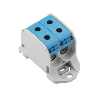 Potentialverteilerklemme, Schraubanschluss, blau, 50 mm², 150 A, 1000 V, Anzahl Anschlüsse: 4, Anzahl der Etagen: 1