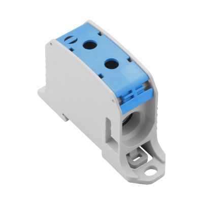 Potentialverteilerklemme, Schraubanschluss, blau, 95 mm², 232 A, 1000 V, Anzahl Anschlüsse: 2, Anzahl der Etagen: 1