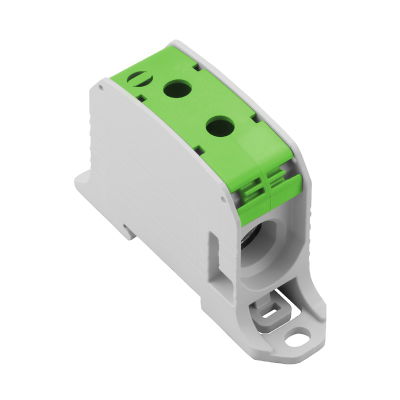 Potentialverteilerklemme, Schraubanschluss, grün, 95 mm², 232 A, 1000 V, Anzahl Anschlüsse: 2, Anzahl der Etagen: 1