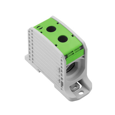 Potentialverteilerklemme, Schraubanschluss, grün, 185 mm², 353 A, 1000 V, Anzahl Anschlüsse: 2, Anzahl der Etagen: 1