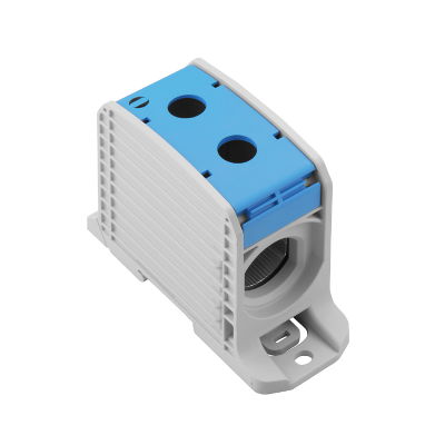Potentialverteilerklemme, Schraubanschluss, blau, 300 mm², 520 A, 1000 V, Anzahl Anschlüsse: 2, Anzahl der Etagen: 1