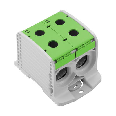 Potentialverteilerklemme, Schraubanschluss, grün, 300 mm², 520 A, 1000 V, Anzahl Anschlüsse: 4, Anzahl der Etagen: 1
