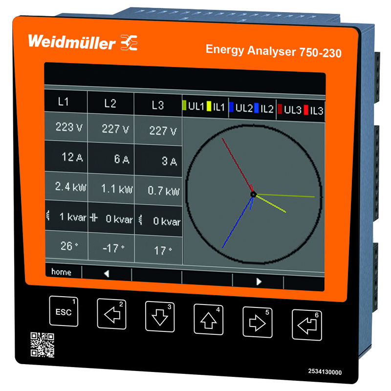 Dispositivo di misurazione quantità elettrica, 600 V, Modbus RTU, Modbus-Gateway, Modbus TCP/IP, Modbus RTU over Ethernet, SNMP, BACnet (optional)