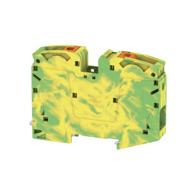 Schutzleiter-Reihenklemme, PUSH IN, grün / gelb, 35 mm², 1000 V, Anzahl Anschlüsse: 2, Anzahl der Etagen: 1, TS 35, V-0, Wemid