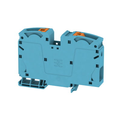Durchgangs-Reihenklemme, PUSH IN, blau, 35 mm², 125 A, 1000 V, Anzahl Anschlüsse: 2