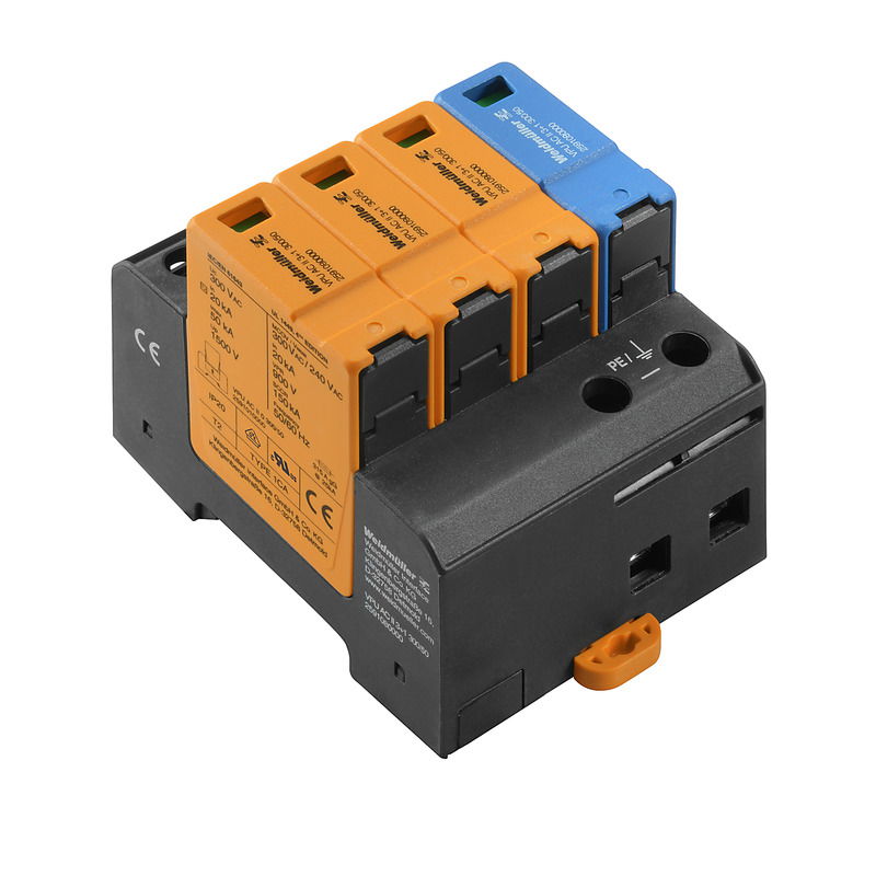 Überspannungsableiter AC (Typ 2), Netzspannung: 230 V / 400 V, Netzform: TN-C-S, TN-S, TT, IT mit N, IT ohne N, Polzahl: 4