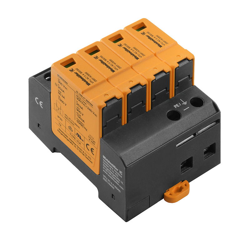 Überspannungsableiter AC (Typ 2), Netzspannung: 230 V / 400 V, Netzform: TN-C-S, TN-S, Polzahl: 4