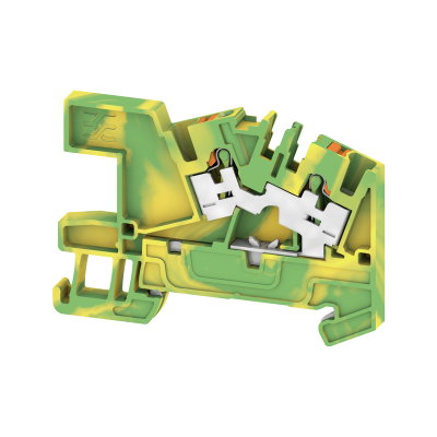 Schutzleiter-Reihenklemme, PUSH IN, grün / gelb, 2.5 mm², 800 V, Anzahl Anschlüsse: 2, Anzahl der Etagen: 1, TS 35, V-0, Wemid