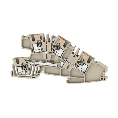 Installations-Etagenklemme, PUSH IN, dunkelbeige, 2.5 mm², 24 A, 400 V, Anzahl Anschlüsse: 4, Anzahl der Etagen: 2