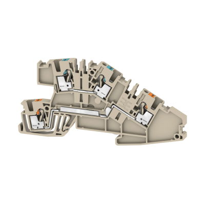 Installations-Etagenklemme, PUSH IN, dunkelbeige, 2.5 mm², 24 A, 400 V, Anzahl Anschlüsse: 4, Anzahl der Etagen: 2